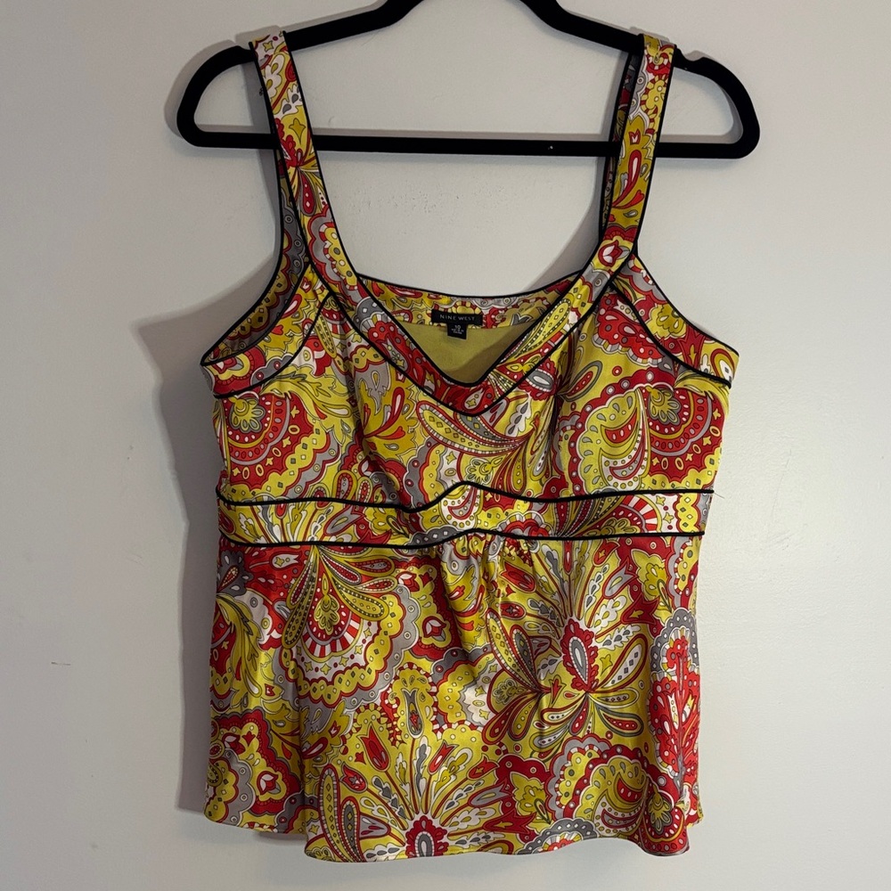 Nine West Y2K silk floral tank top